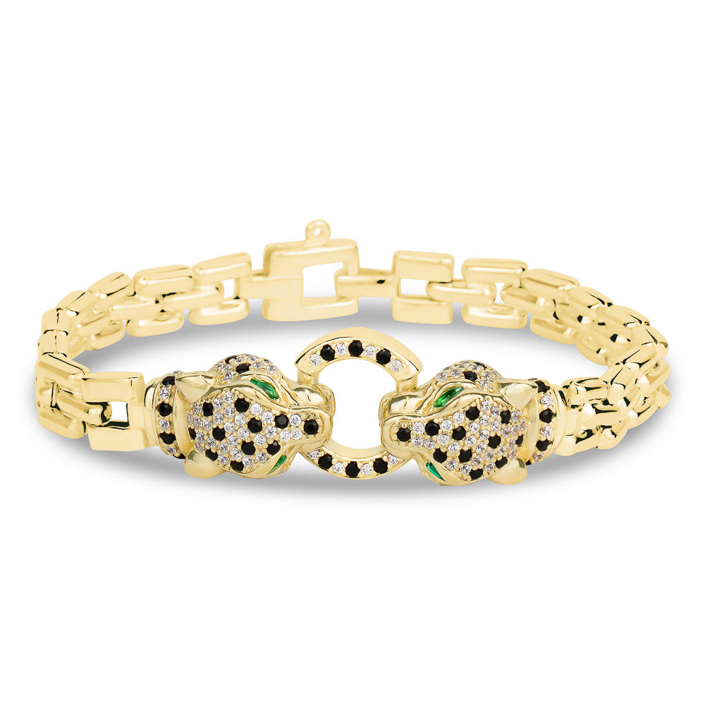 Cube Link Radiant Panthere Bracelet in Yellow with Green Eyes