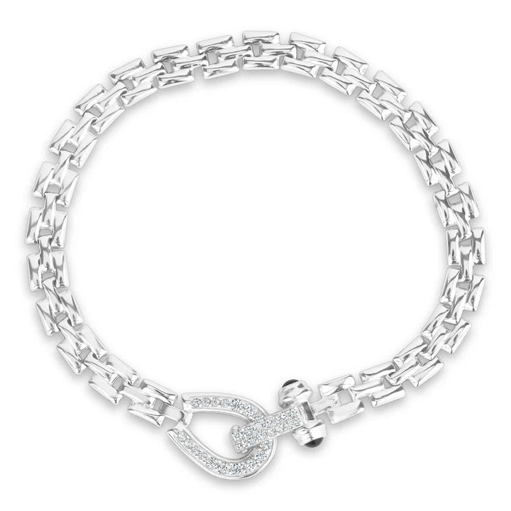 Miss Mimi Equestrian Square Link Bracelet in White