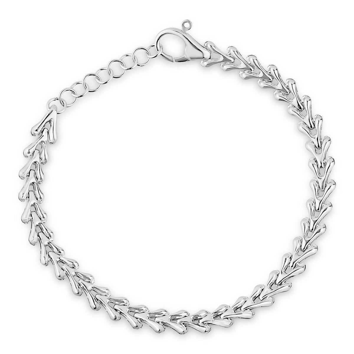 Flat Heart Link Bracelet in White