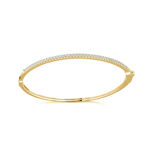 Half Pave Bangle in Yellow