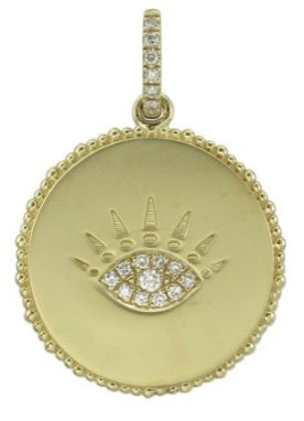 Miss Mimi Diamond Evil Eye Pendant Charm in Yellow