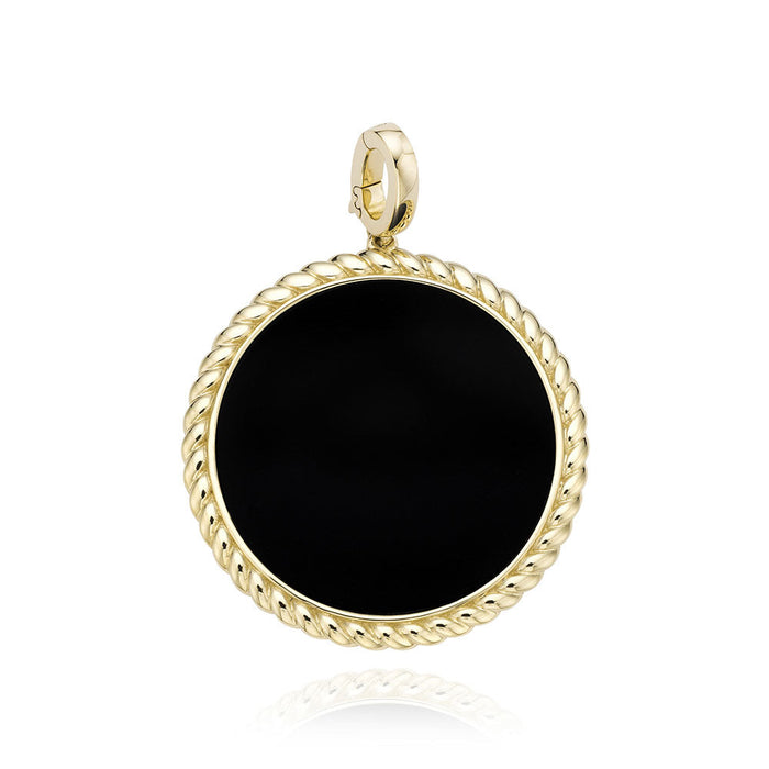 Miss Mimi Medium Black Agate Flower Twist Pendant in Yellow 09-706326-02BK