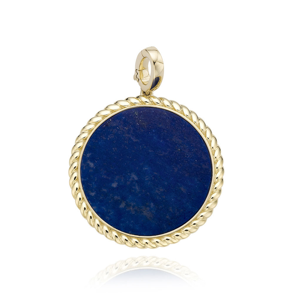 Miss Mimi Medium Lapis Flower Twist Pendant in Yellow