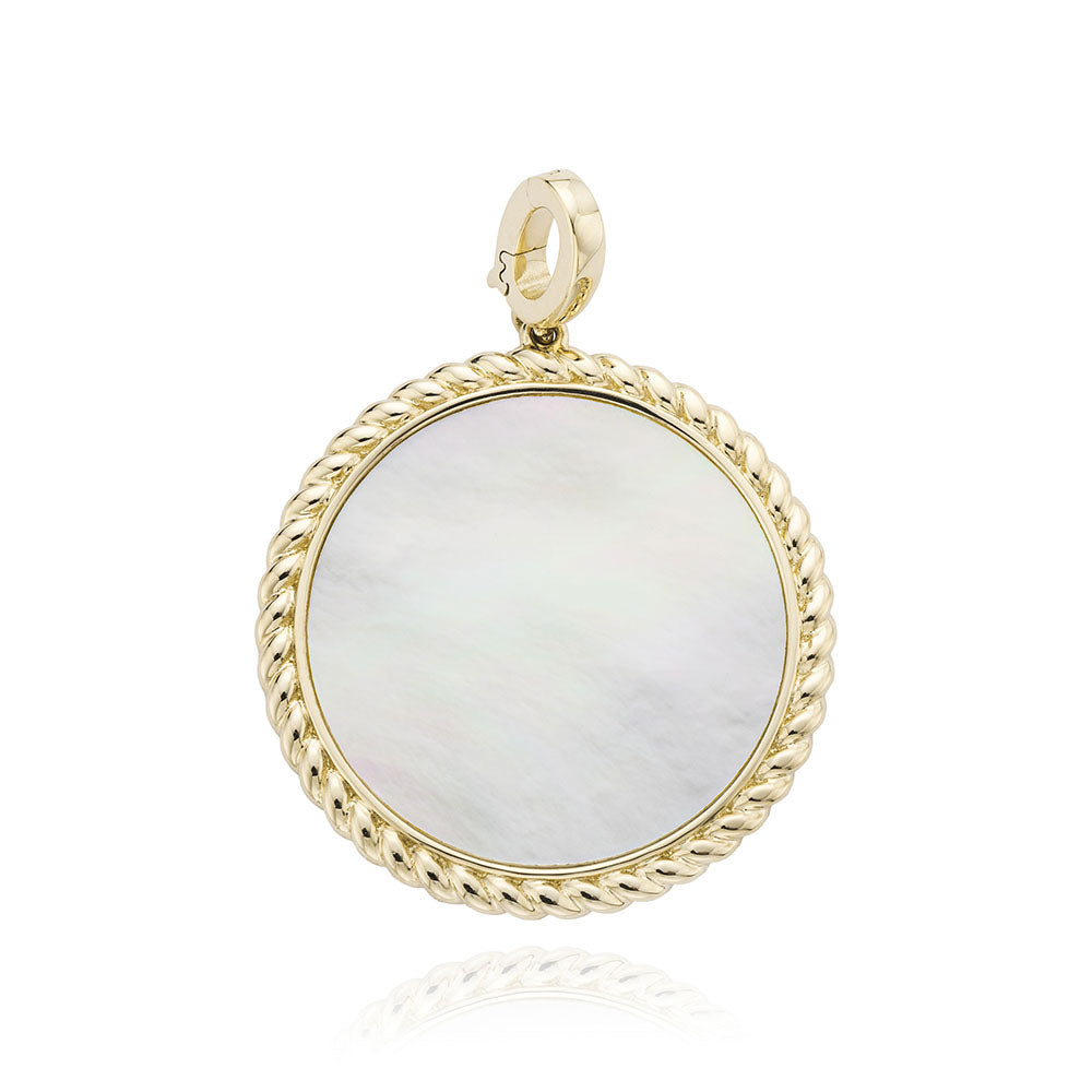 Miss Mimi Medium Mother of Pearl Flower Twist Pendant in Yellow