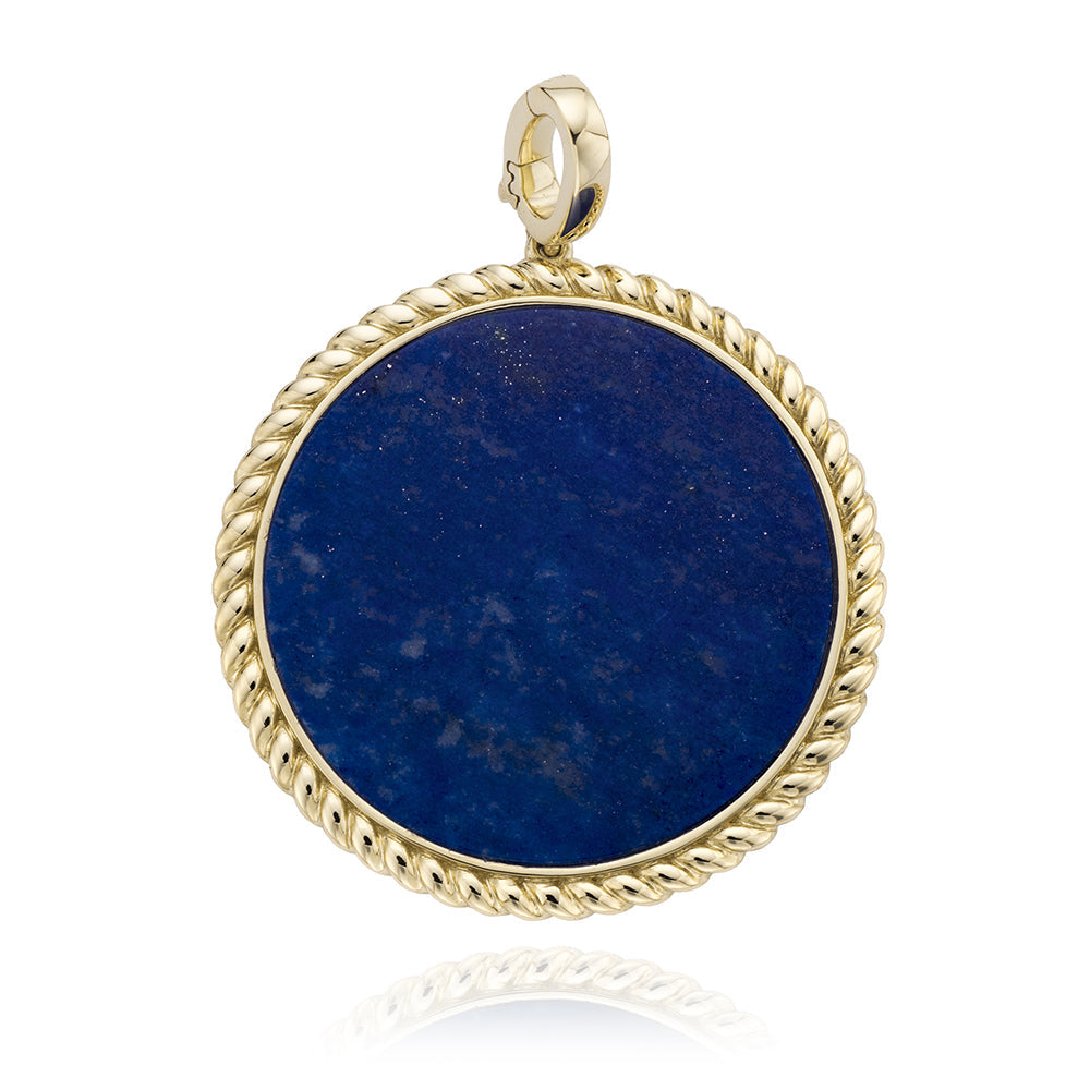 Miss Mimi Large Lapis Flower Twist Pendant in Yellow