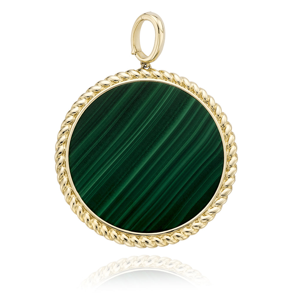 Miss Mimi Large Malachite Flower Twist Pendant in Yellow