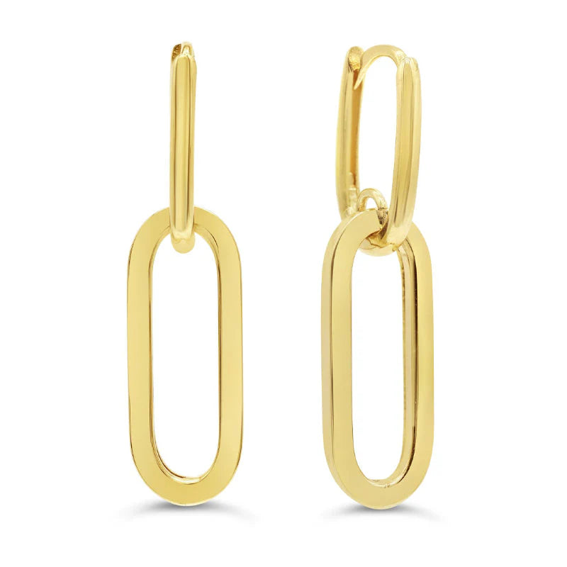 10K Yellow Gold Dangling Paperclip Earrings - GBJ-S1046G