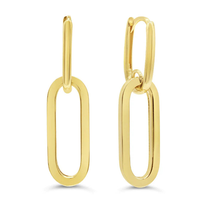 10K Yellow Gold Dangling Paperclip Earrings - GBJ-S1046G