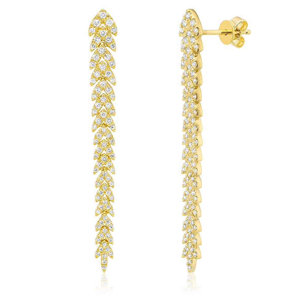 Miss Mimi Feuille Diamond Drop Earrings in Yellow