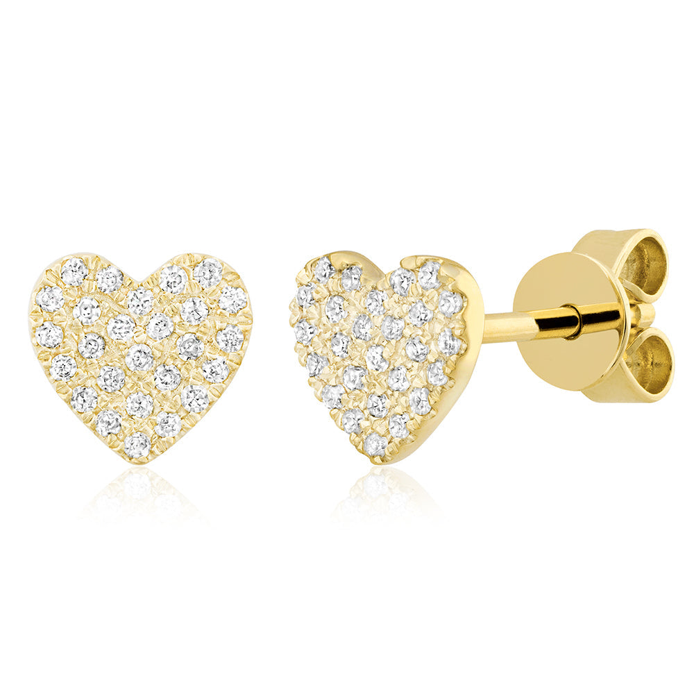 Miss Mimi Diamond Heart Stud Earrings in Yellow