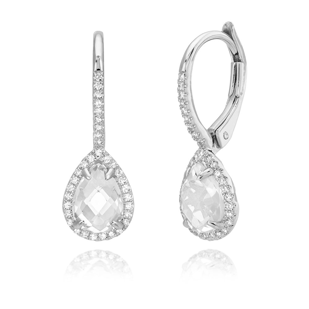 Miss Mimi White Topaz Pear Earrings in White