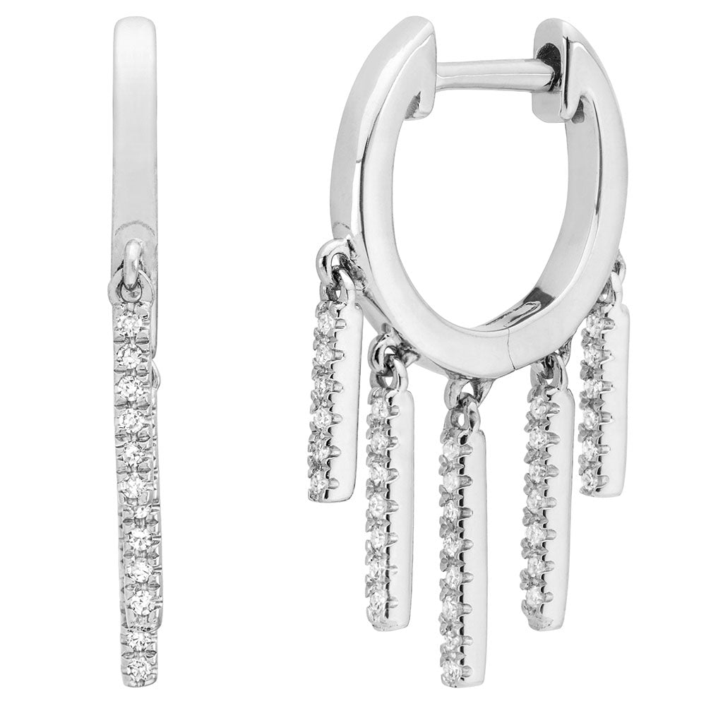 Miss Mimi Diamond Bars Earrings in White