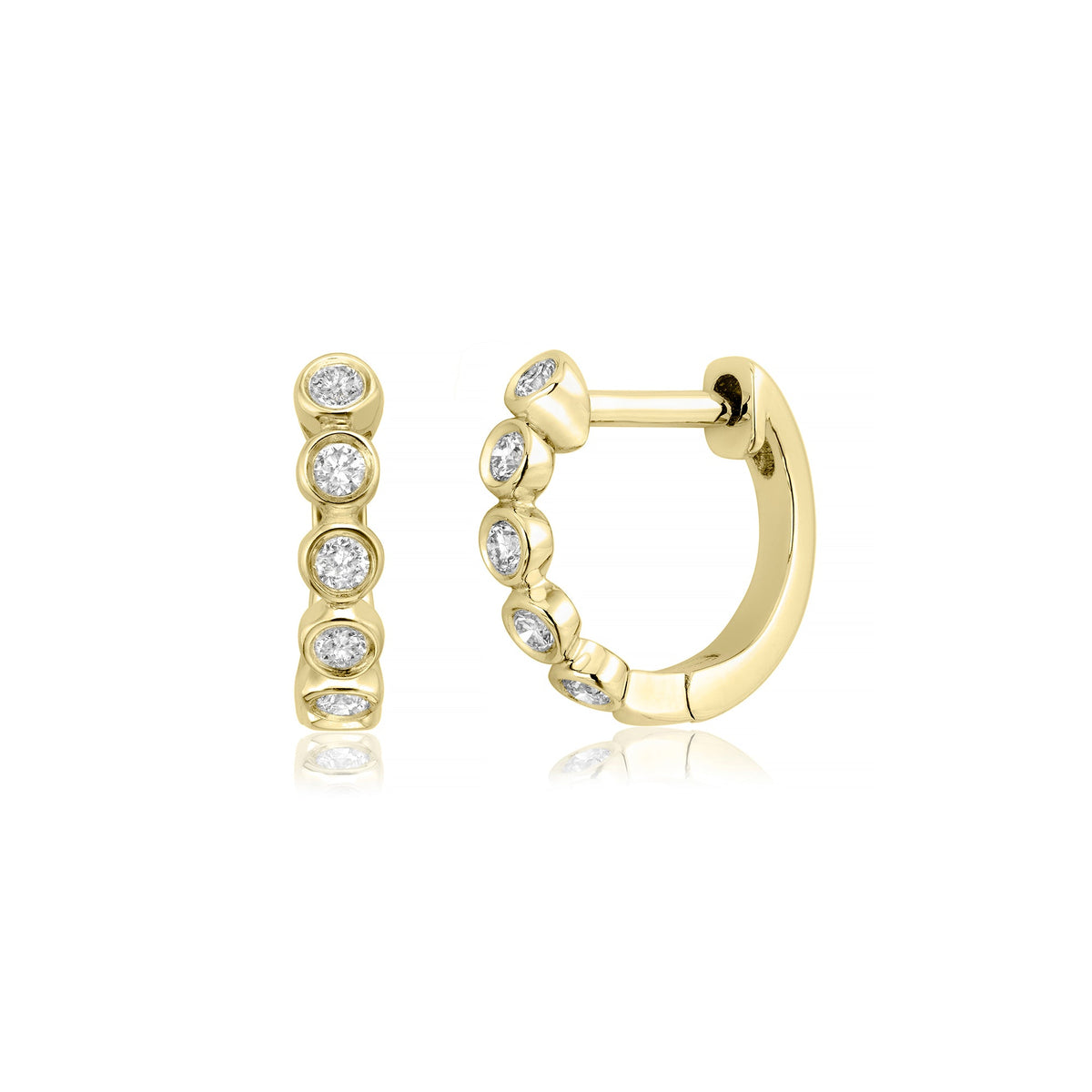 Miss Mimi Mini Diamond Bezel Hoop in Yellow