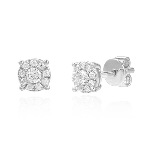 Miss Mimi Invisible Diamond Studs in White