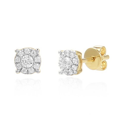 Miss Mimi Invisible Diamond Studs in Yellow