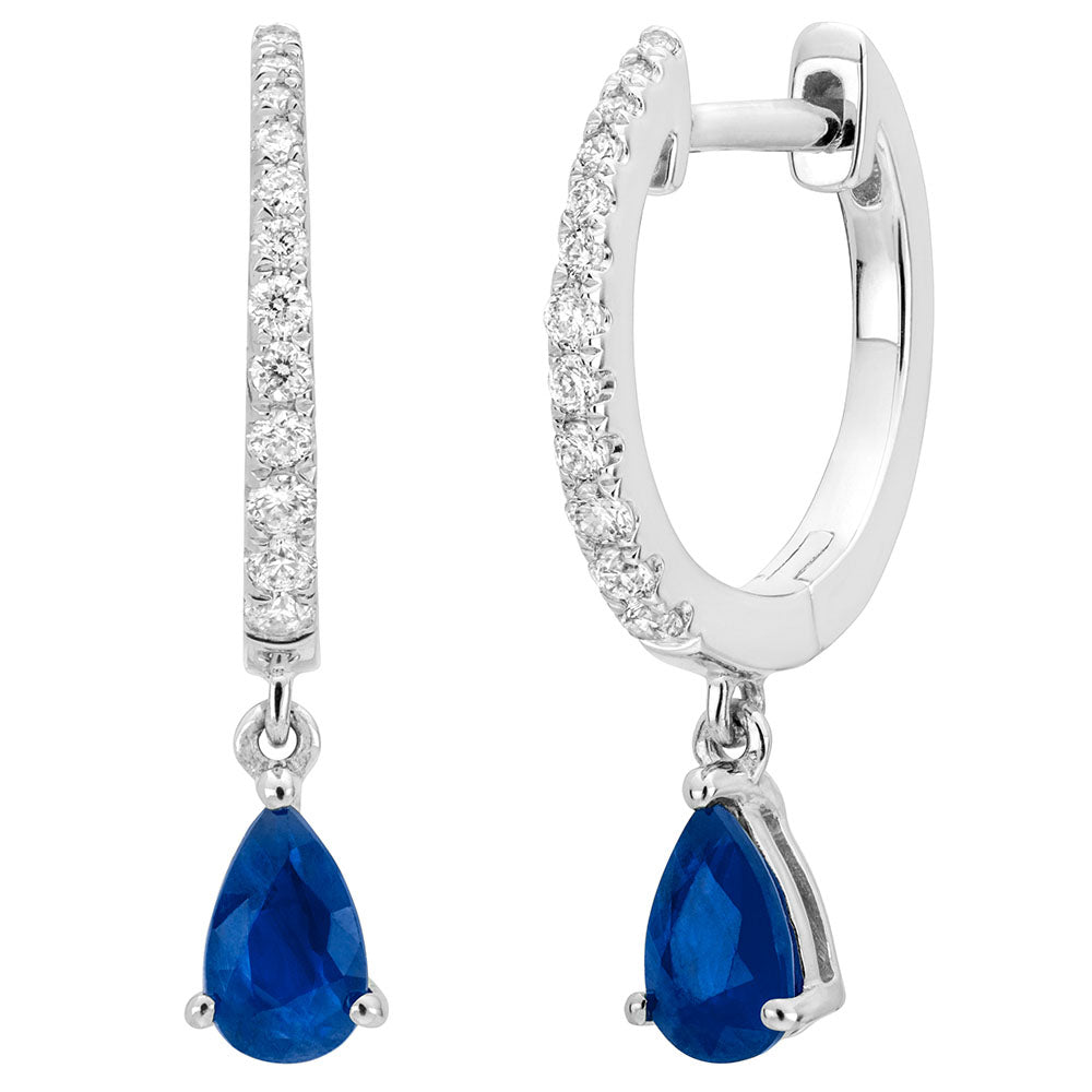 Miss Mimi Blue Sapphire Drop Earrings in White