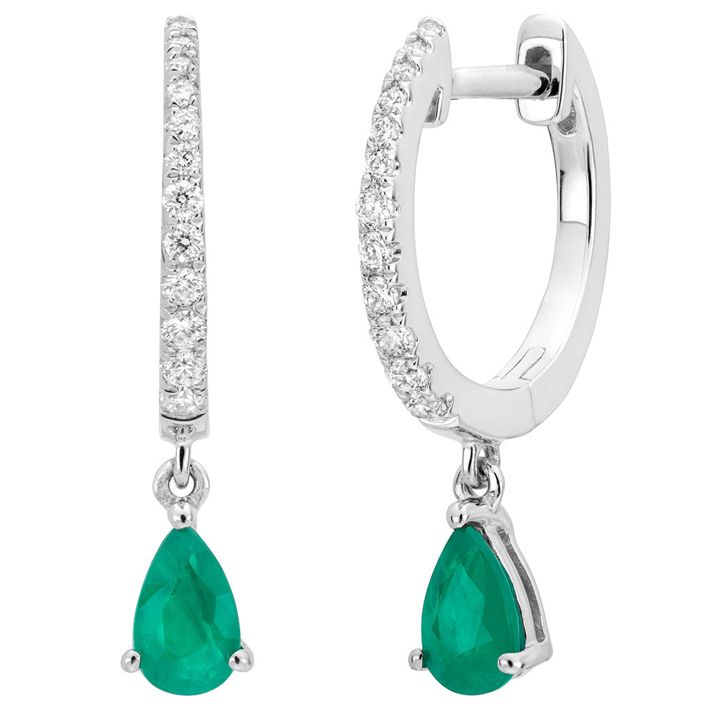 Miss Mimi Emerald Drop Earrings in White