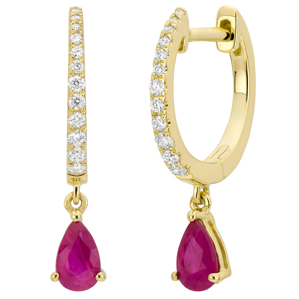 Miss Mimi Pink Sapphire Drop Earrings in Yellow