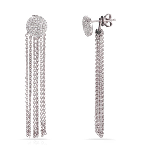 Miss Mimi Disc Chain Diamond Drop Earrings in White