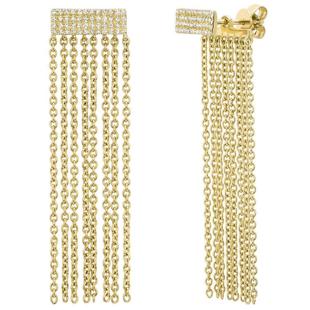 Miss Mimi Rectangular Chain Diamond Drop Earrings in Yellow