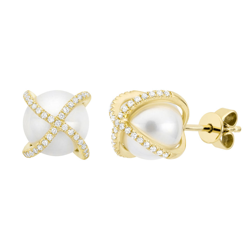 Miss Mimi X Pearl Stud Earrings in Yellow