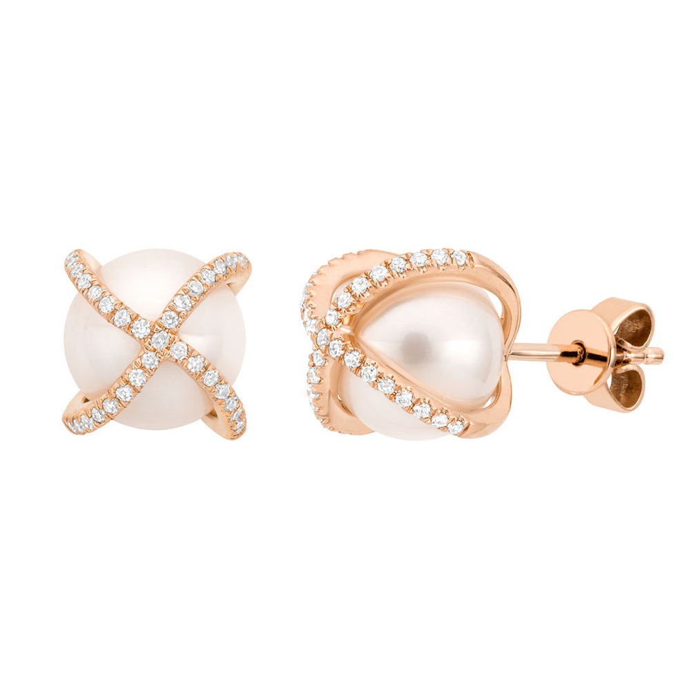 Miss Mimi X Pearl Stud Earrings in Rose