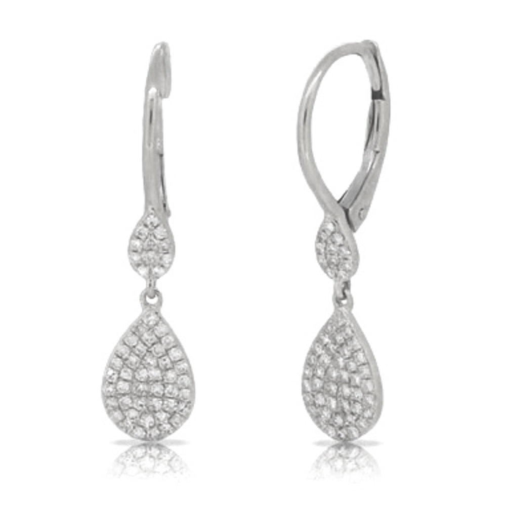 Miss Mimi Medium Double Pear Diamond Earrings in White