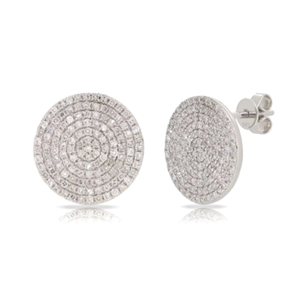 Miss Mimi Large Perfect Disc Diamond Studs in White