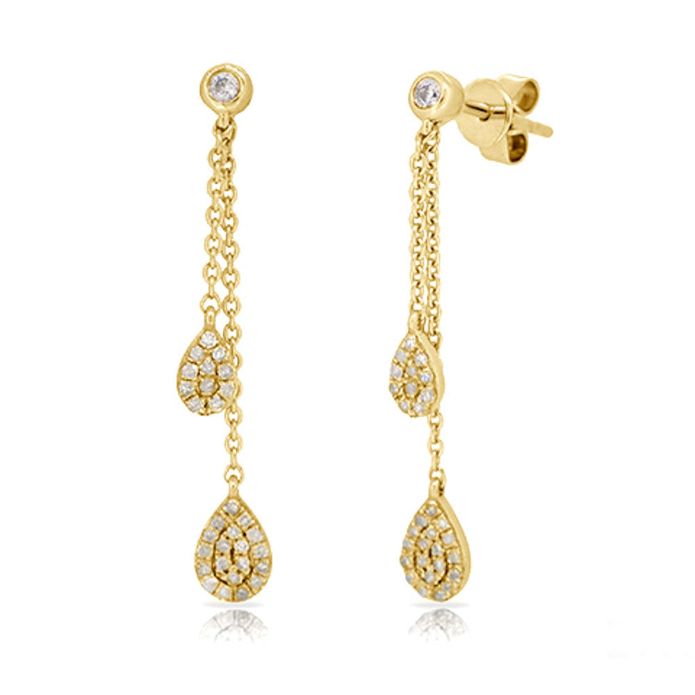 Miss Mimi Diamond Double Pear Drop Earrings in Yellow