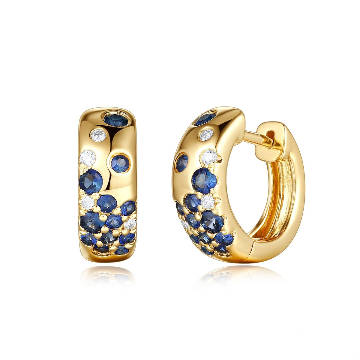 Miss Mimi Blue Sapphire Celestial Earrings in Yellow