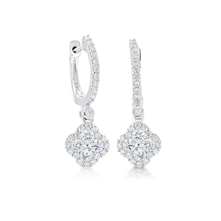 Miss Mimi Heritage Clover Drop Earrings in White