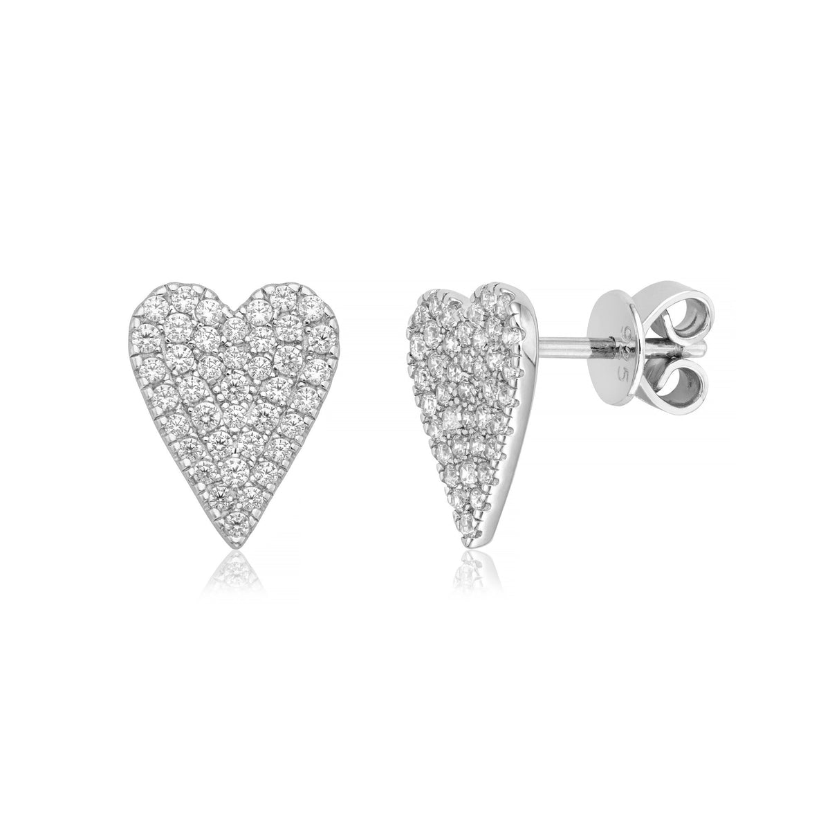 Sharp Heart Earrings in White