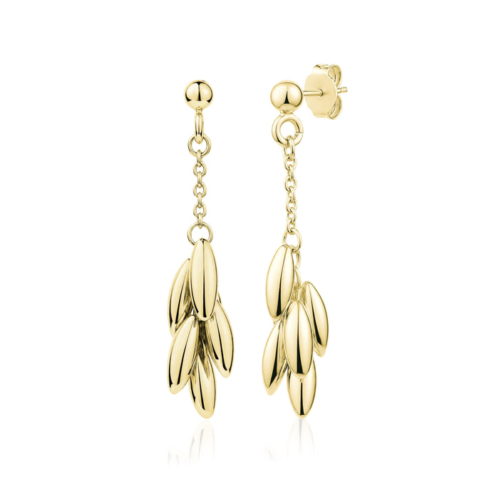 Cascade Leaf Drop Earring in Yellow
