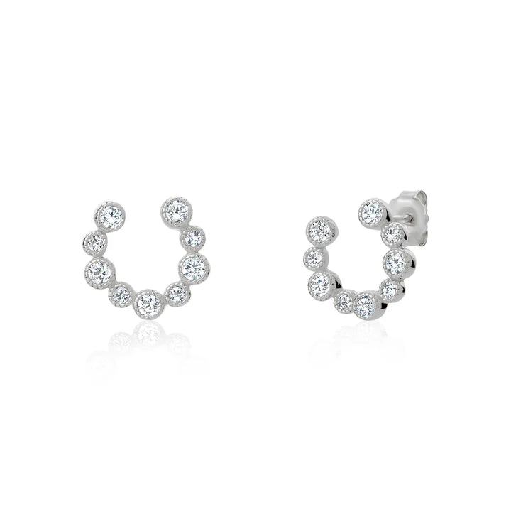 Milgrain Circle of Life Studs in White