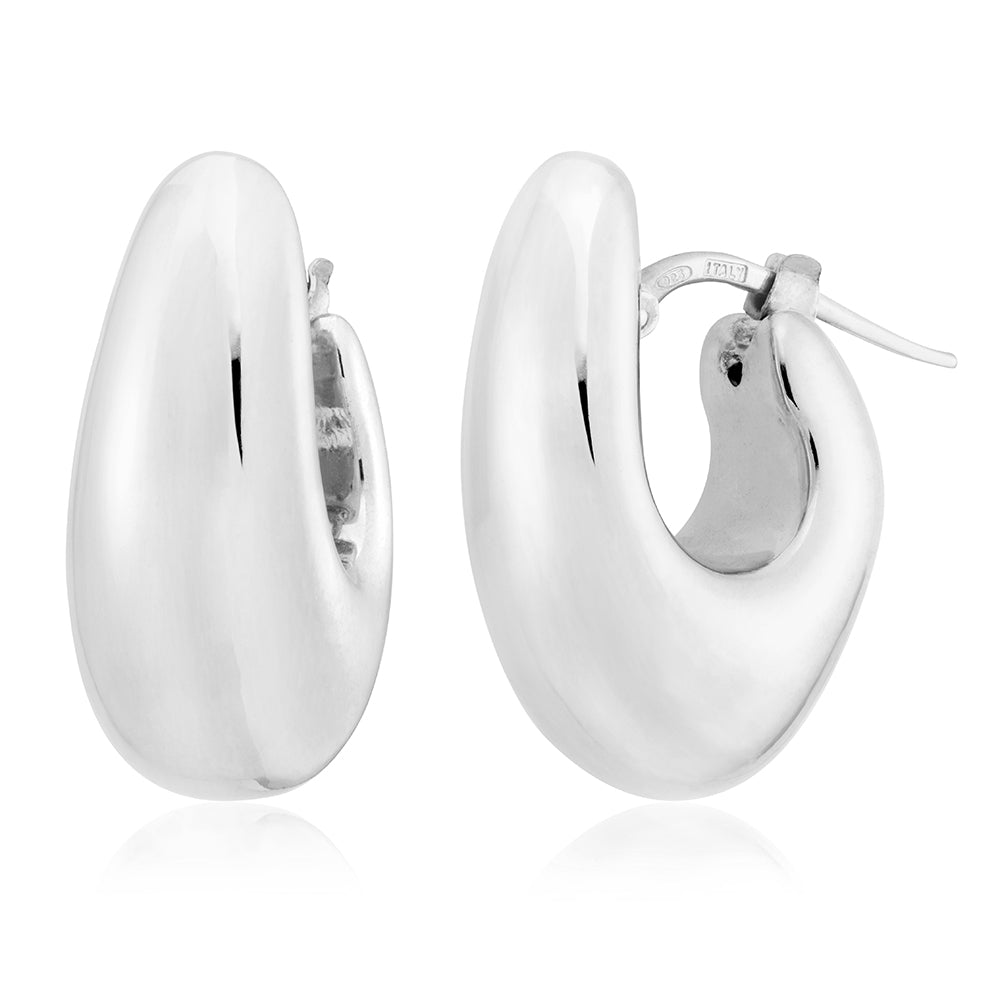 Moon Hoop Earrings in White