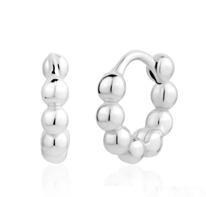 Miss Mimi 8mm Bead Huggies in White