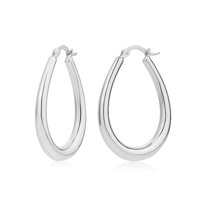 Medium Oval Hoop in White