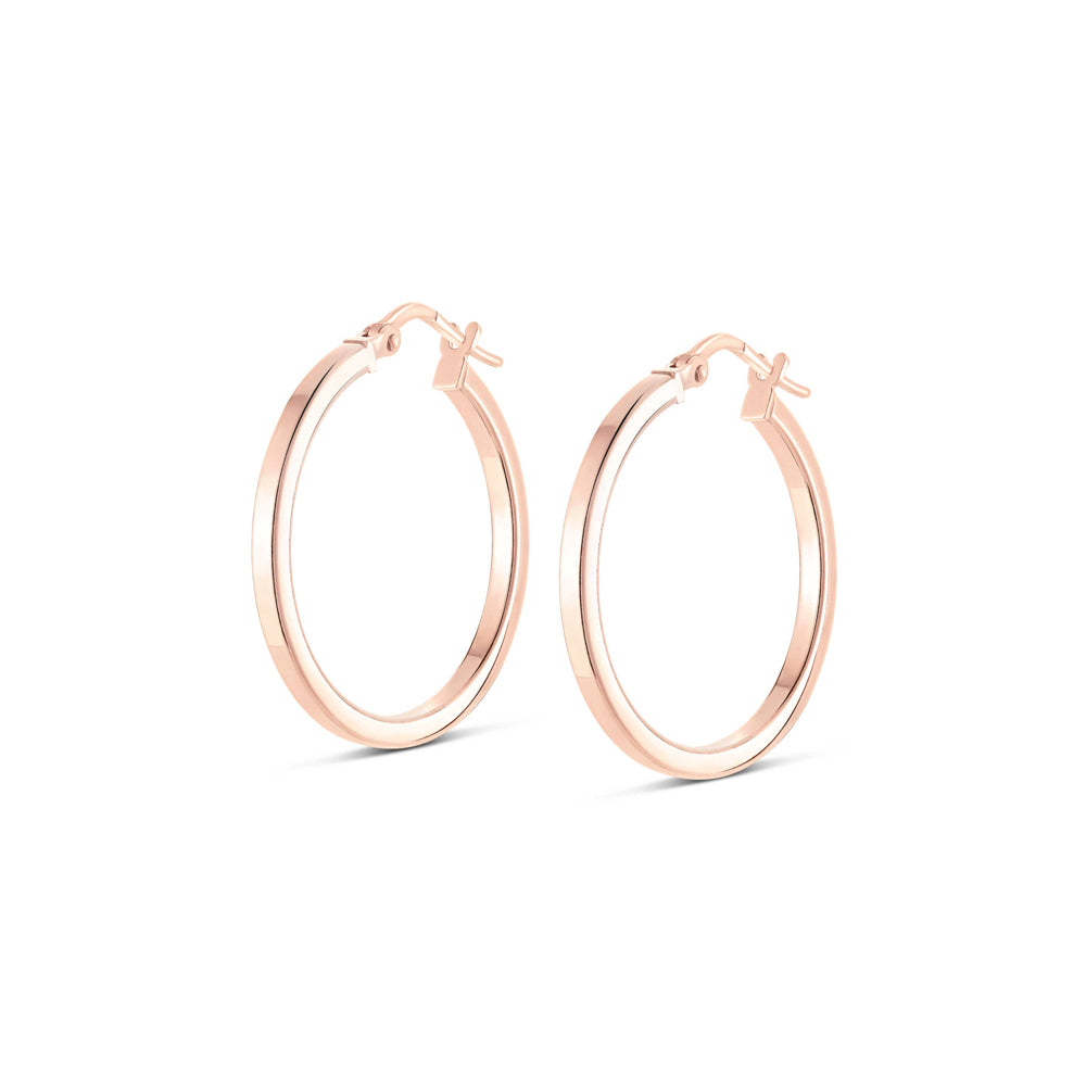 Small Square Edge Hoops in Rose