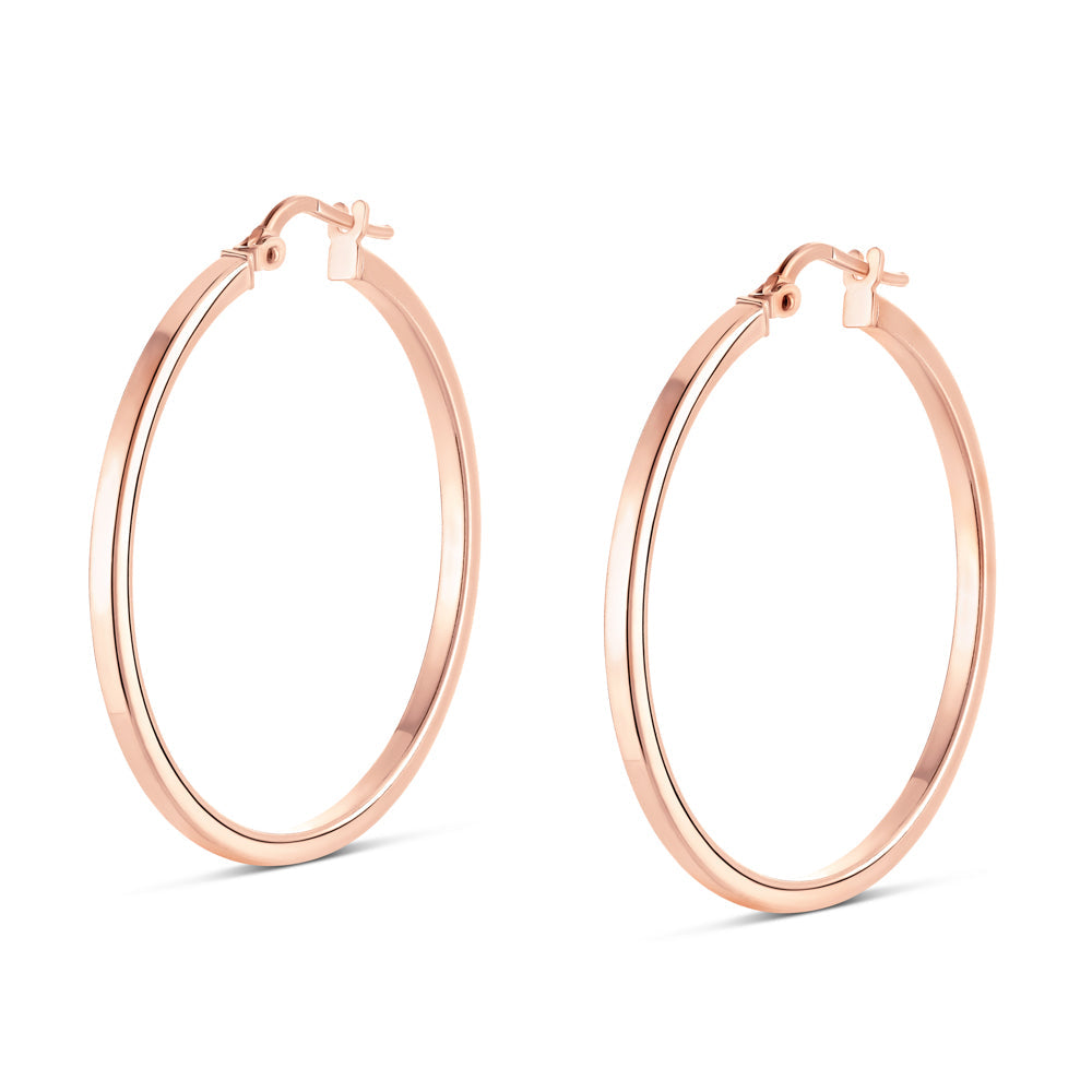 Large Square Edge Hoops in Rose