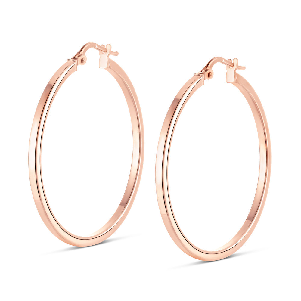XL Square Edge Hoops in Rose