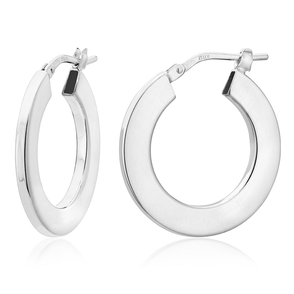 Medium Round Flat Tube Earrings in White