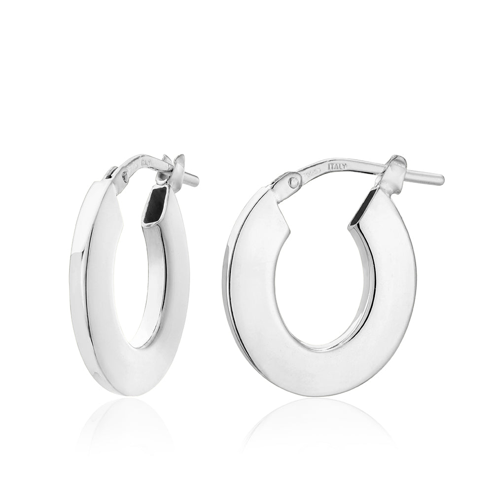 Small Oval Flat Tube Hoops in White