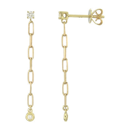 Miss Mimi Diamond Chain Drop Earrings in Yellow