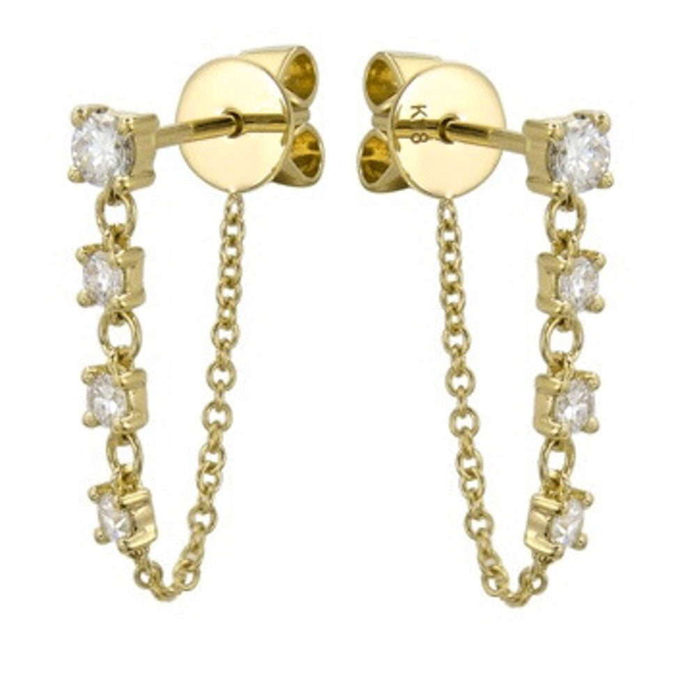 Miss Mimi 4 Diamond Drop Earrings in Yellow