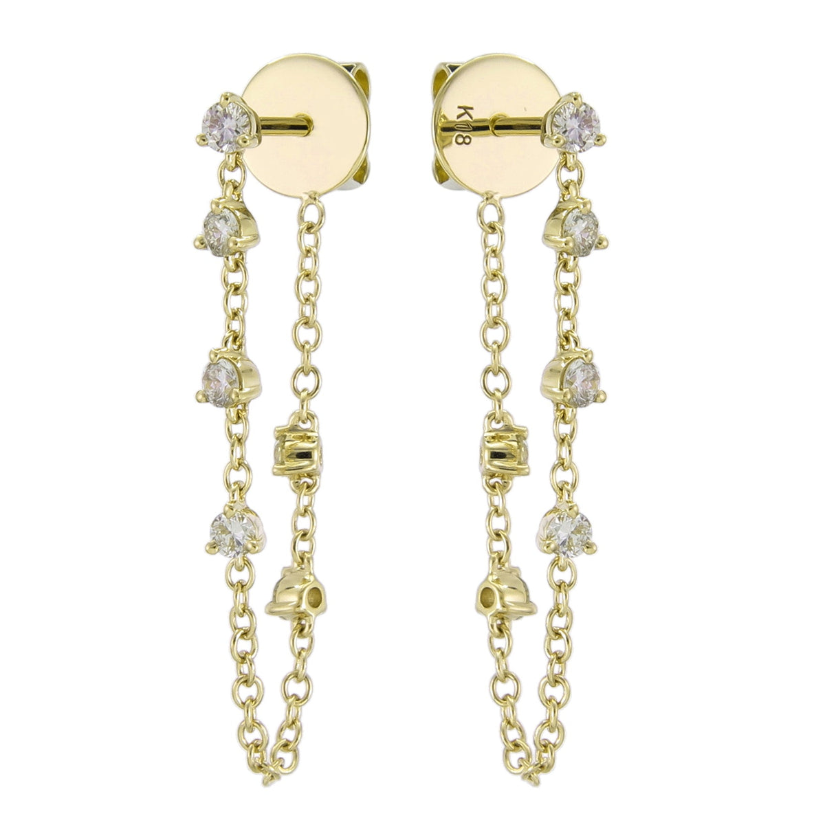 Miss Mimi Inside Out Diamond Chain Earrings in Yellow