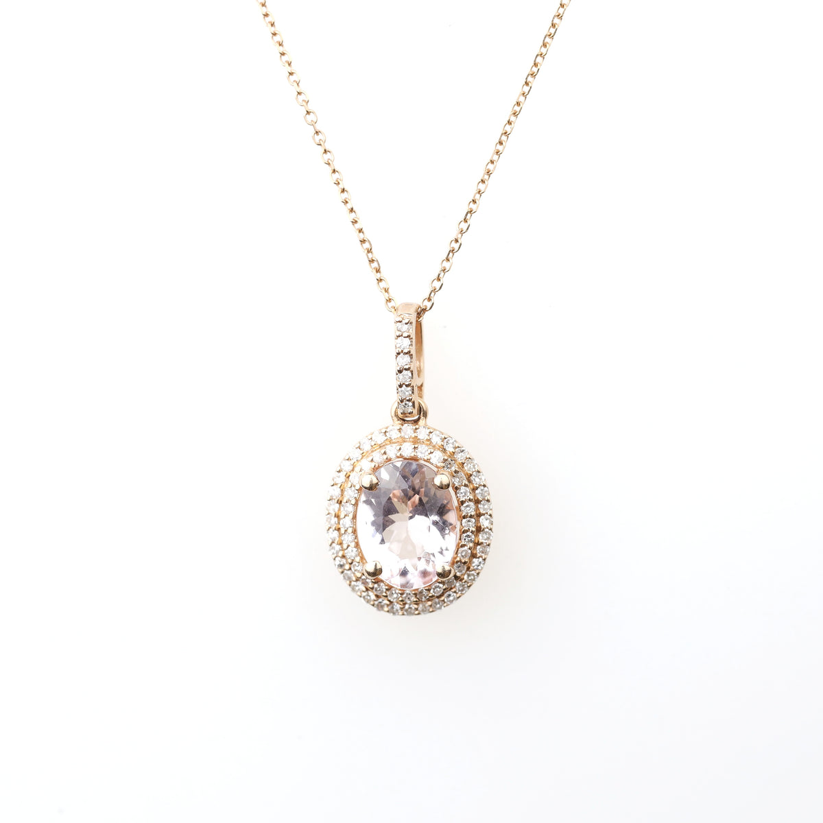 DIAMOND NECKLACES GEMSTONE ROSE GOLD  WITH GEMSTONE PENDANT