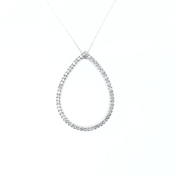 DIAMOND NECKLACES GEMSTONE 14K  WHITE GOLD PENDANT WITH DIAMONDS