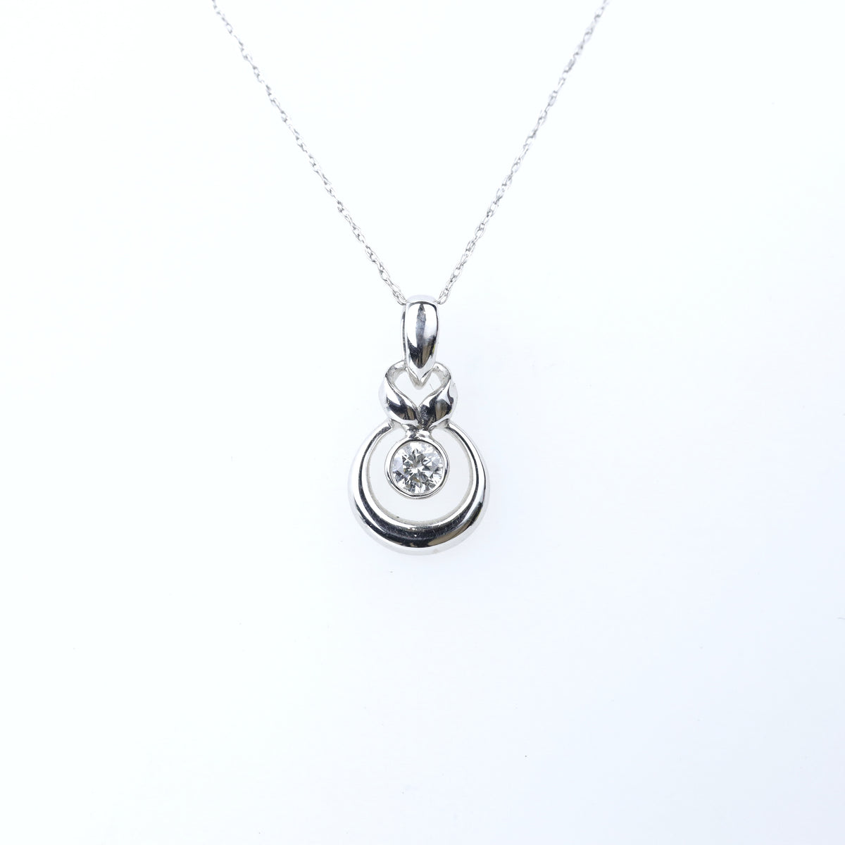 DIAMOND NECKLACES GEMSTONE 14KW WHITE GOLD DIAMOND PENDANT