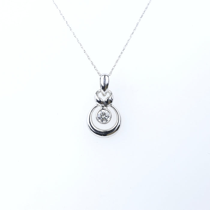DIAMOND NECKLACES GEMSTONE 14KW WHITE GOLD DIAMOND PENDANT