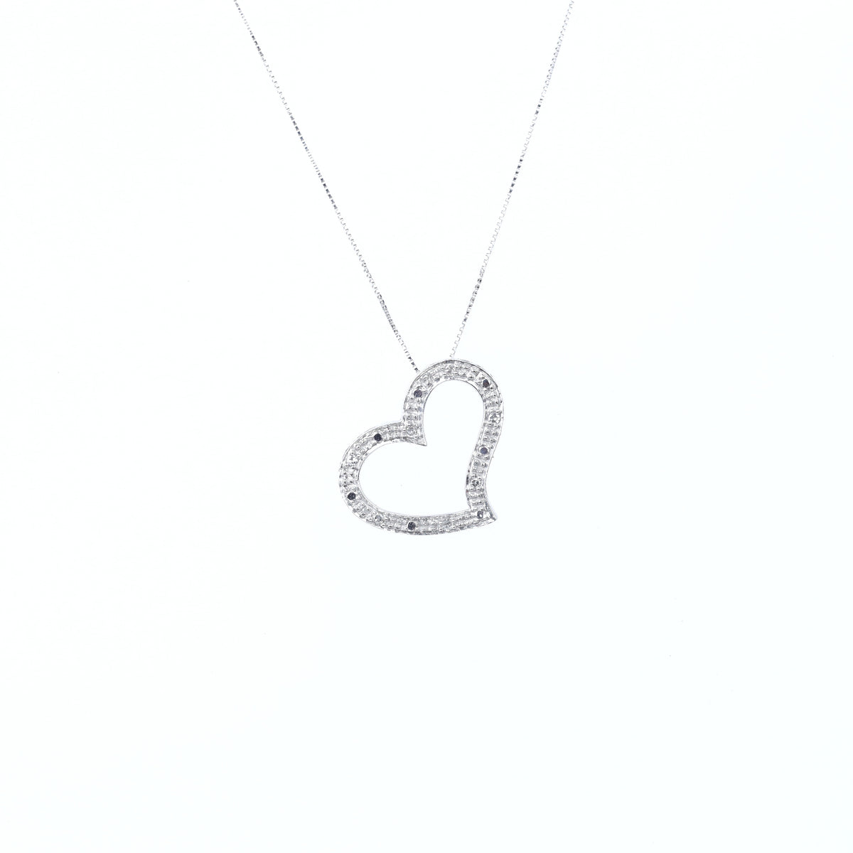 DIAMOND NECKLACES GEMSTONE 10KT WHITE HEART GOLD DIAMOND PENDANT-GBJ-10193